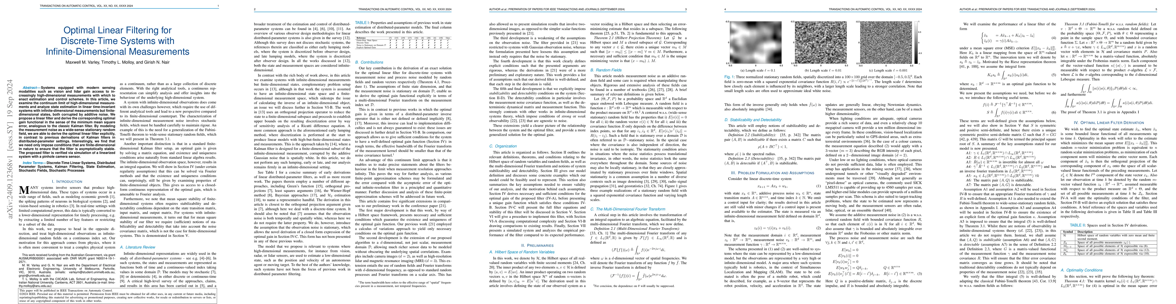 Thumbnail for Optimal Linear Filtering for Discrete-Time Systems with
  Infinite-Dimensional Measurements