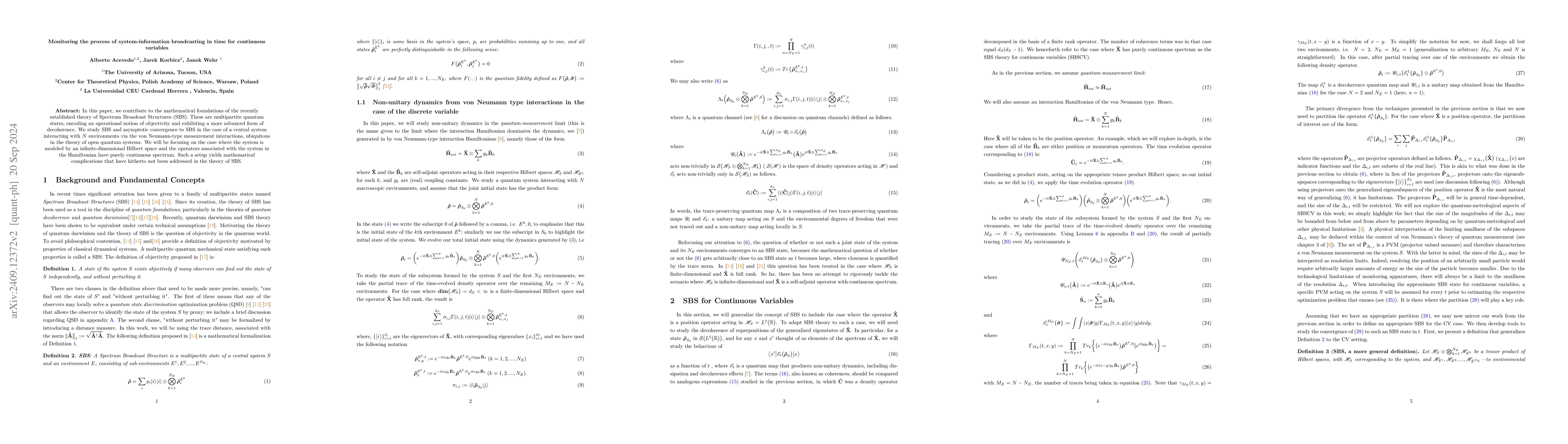 Thumbnail for Spectrum Broadcast Structures from von Neumann type interaction
  Hamiltonians with continuous variables