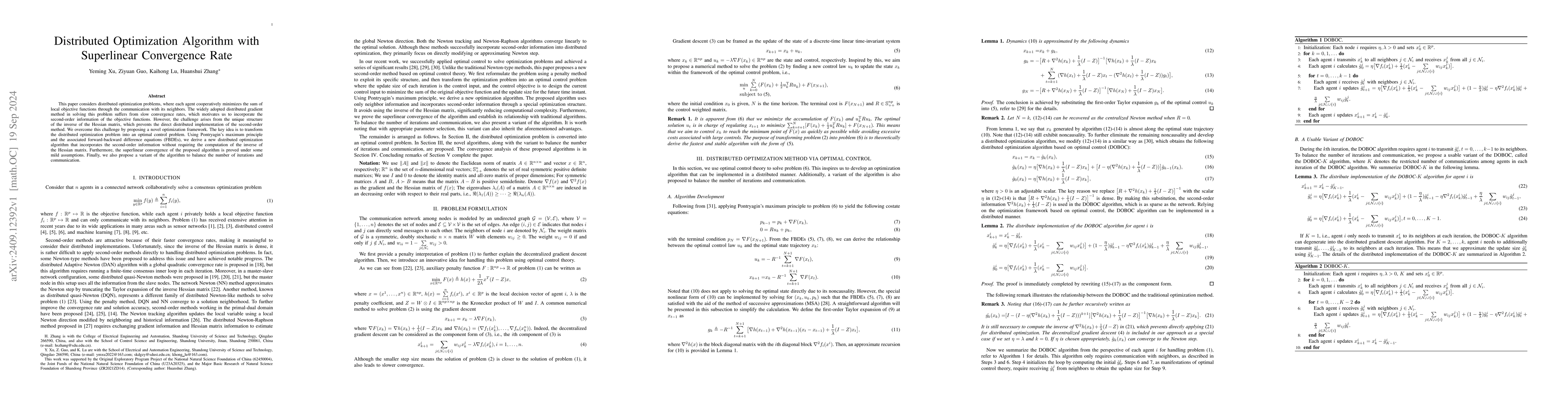 Thumbnail for Distributed Optimization Algorithm with Superlinear Convergence Rate