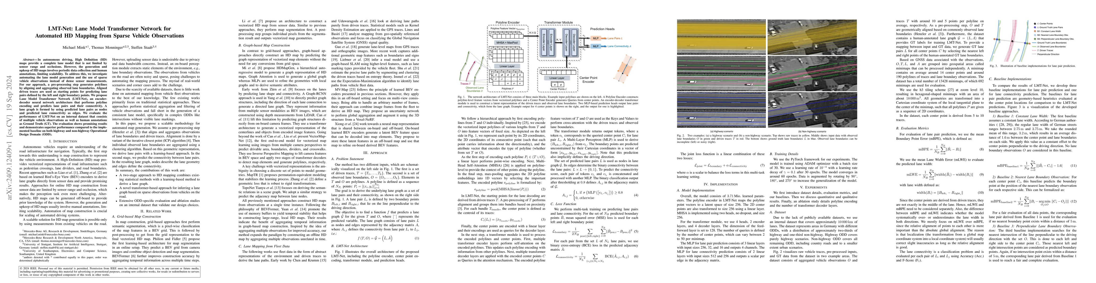 Thumbnail for LMT-Net: Lane Model Transformer Network for Automated HD Mapping from
  Sparse Vehicle Observations