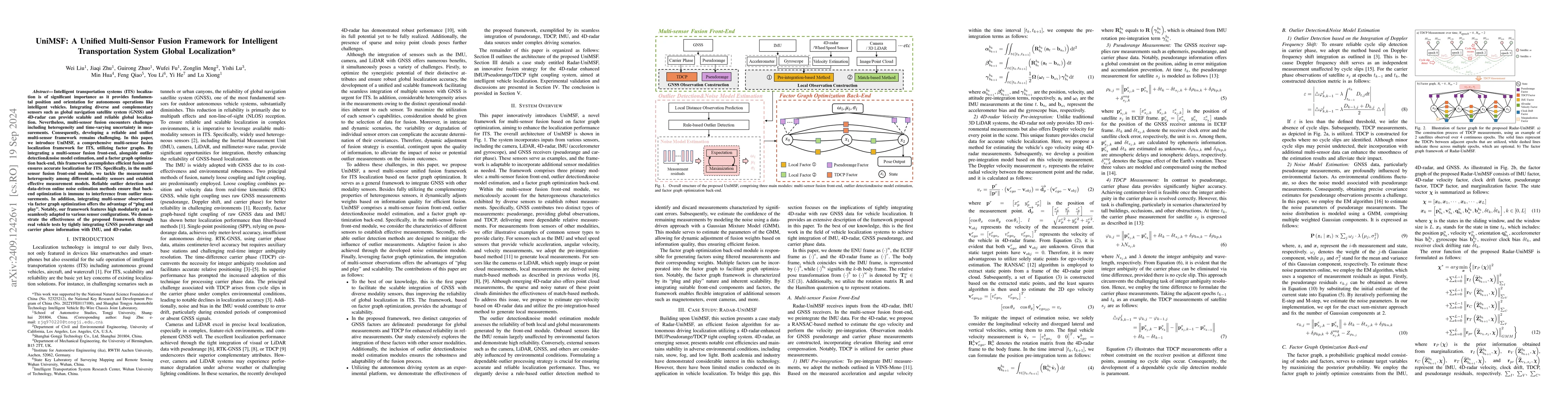 Thumbnail for UniMSF: A Unified Multi-Sensor Fusion Framework for Intelligent
  Transportation System Global Localization