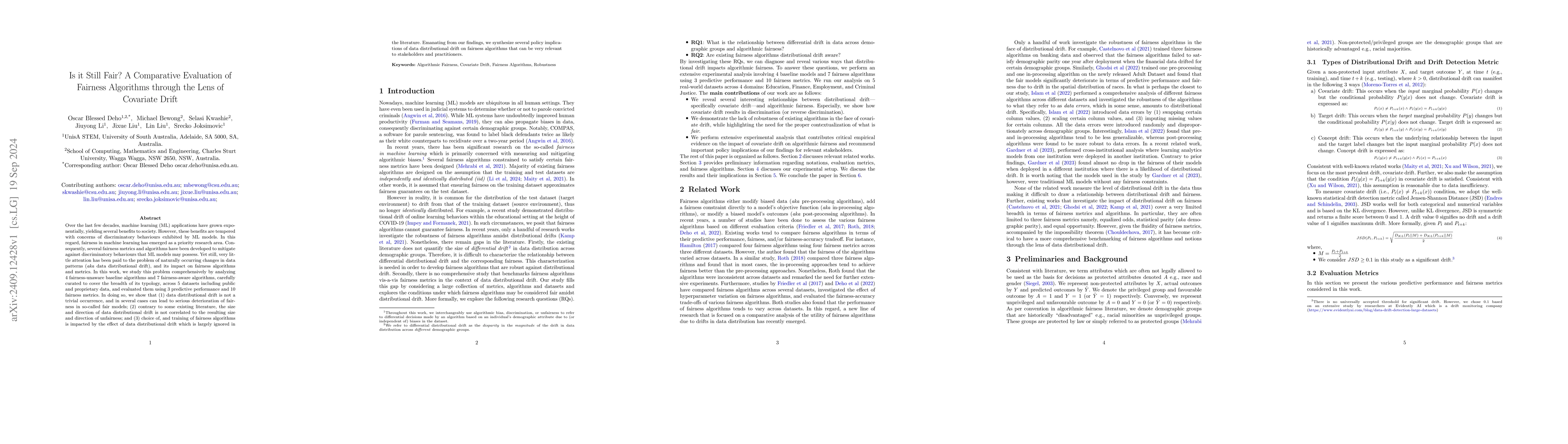 Thumbnail for Is it Still Fair? A Comparative Evaluation of Fairness Algorithms
  through the Lens of Covariate Drift
