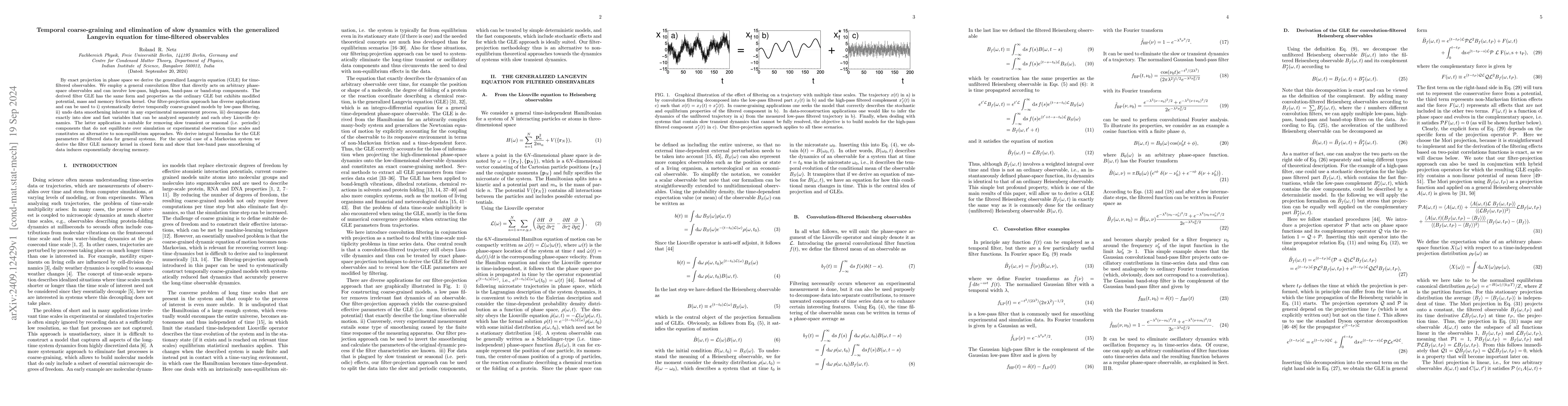 Thumbnail for Temporal coarse-graining and elimination of slow dynamics with the
  generalized Langevin equation for time-filtered observables
