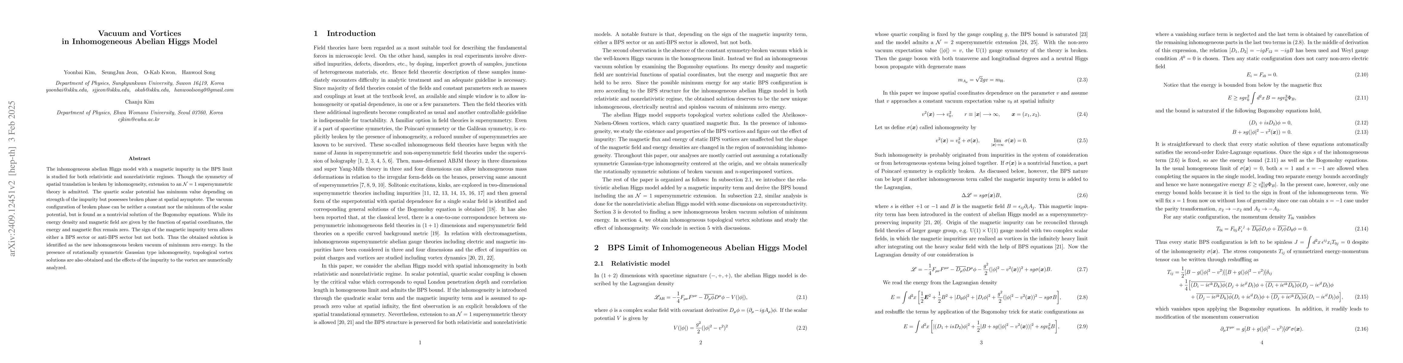 Thumbnail for Vacuum and Vortices in Inhomogeneous Abelian Higgs Model