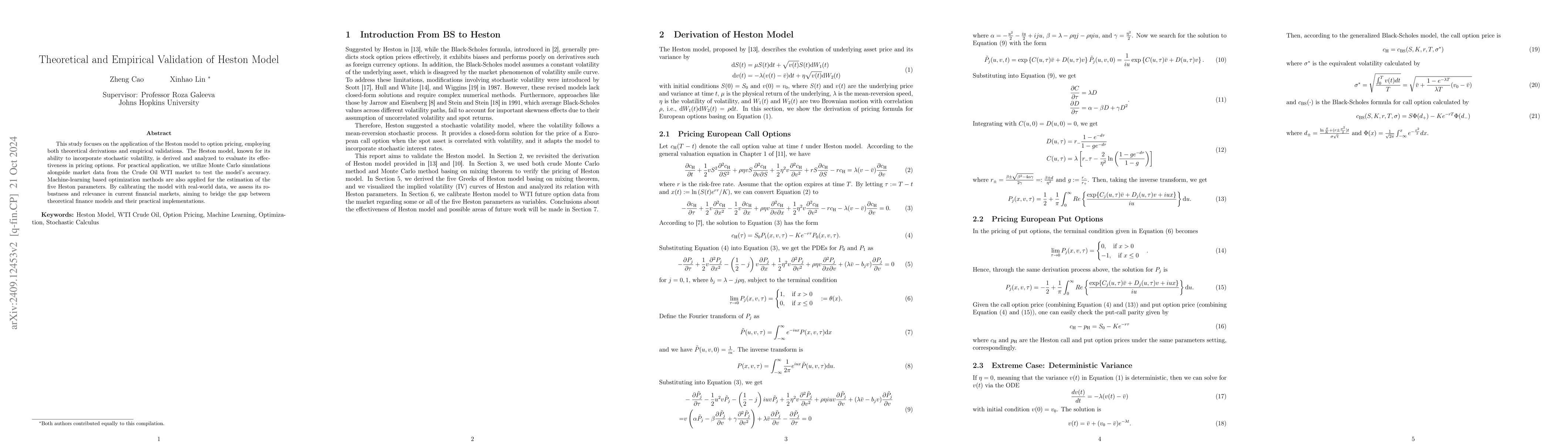Thumbnail for Theoretical and Empirical Validation of Heston Model