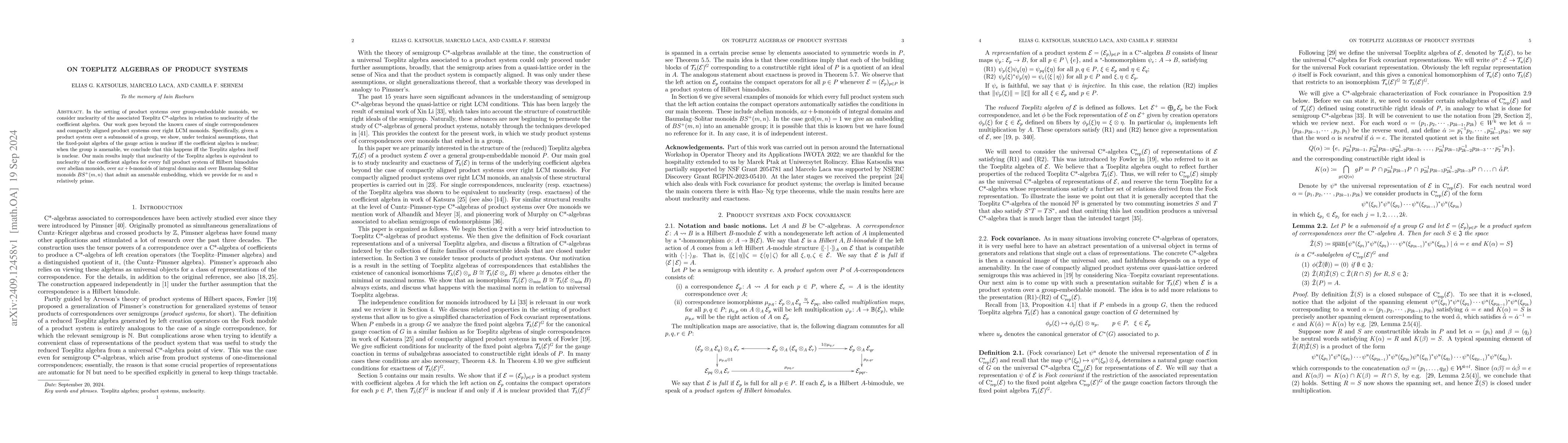 Thumbnail for On Toeplitz algebras of product systems