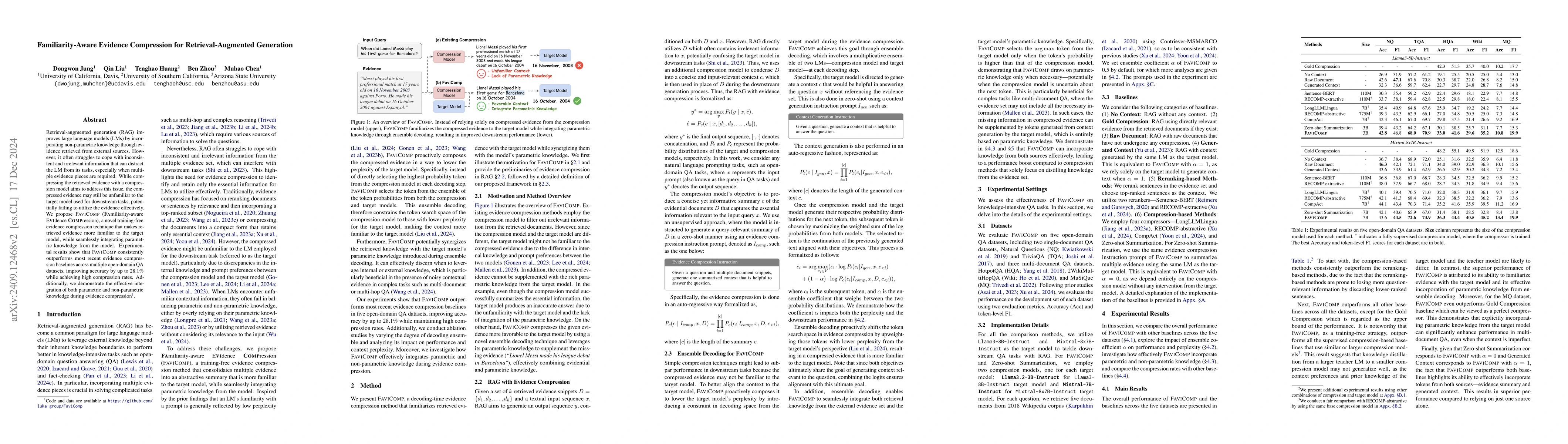 Thumbnail for Familiarity-aware Evidence Compression for Retrieval Augmented
  Generation