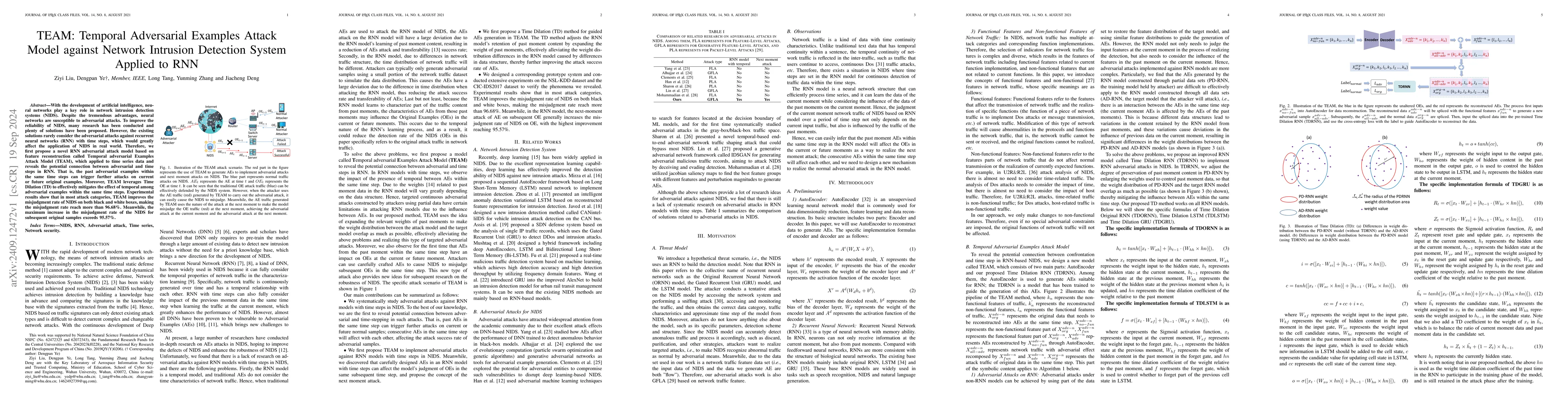 Thumbnail for TEAM: Temporal Adversarial Examples Attack Model against Network
  Intrusion Detection System Applied to RNN