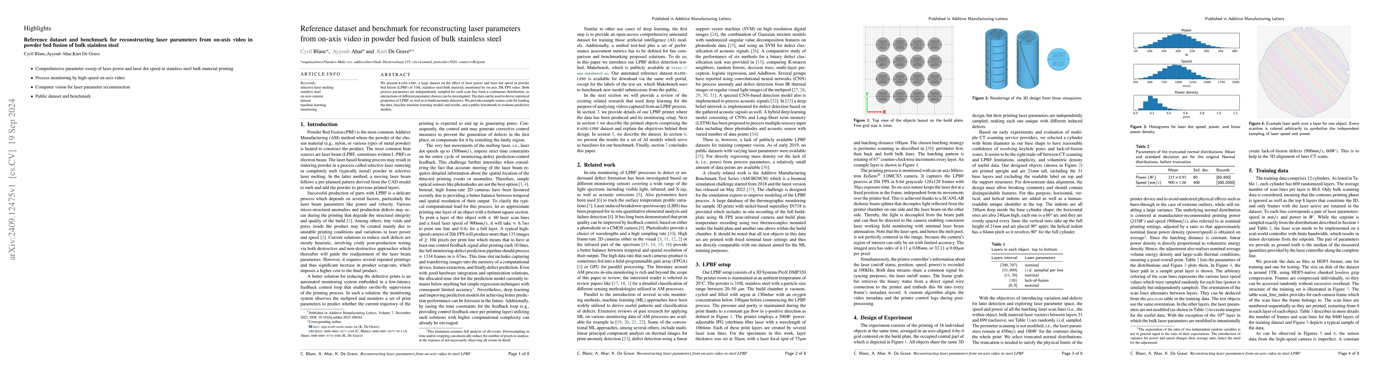Thumbnail for Reference Dataset and Benchmark for Reconstructing Laser Parameters from
  On-axis Video in Powder Bed Fusion of Bulk Stainless Steel
