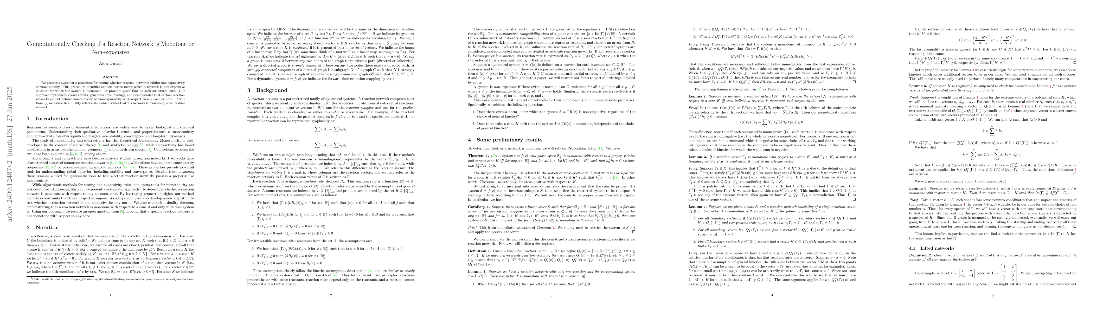 Thumbnail for Computationally Checking if a Reaction Network is Monotone or
  Non-expansive