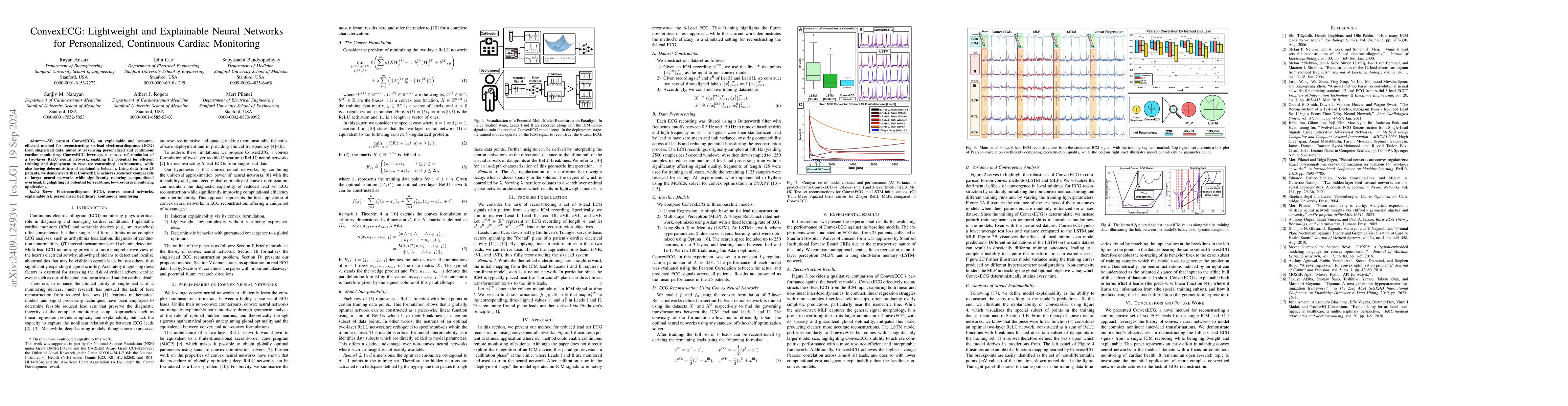 Thumbnail for ConvexECG: Lightweight and Explainable Neural Networks for Personalized,
  Continuous Cardiac Monitoring
