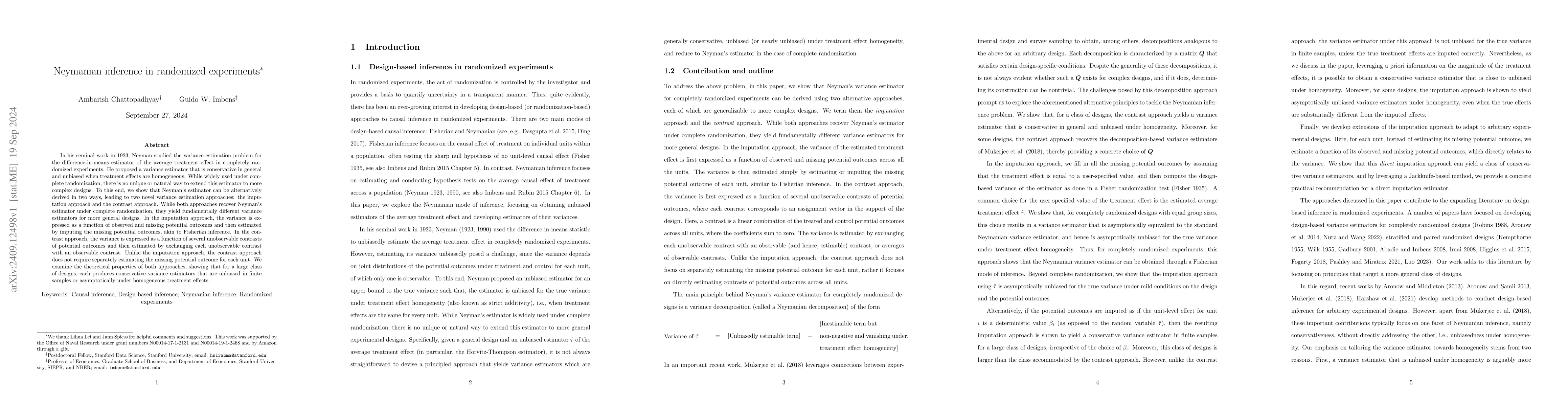 Thumbnail for Neymanian inference in randomized experiments
