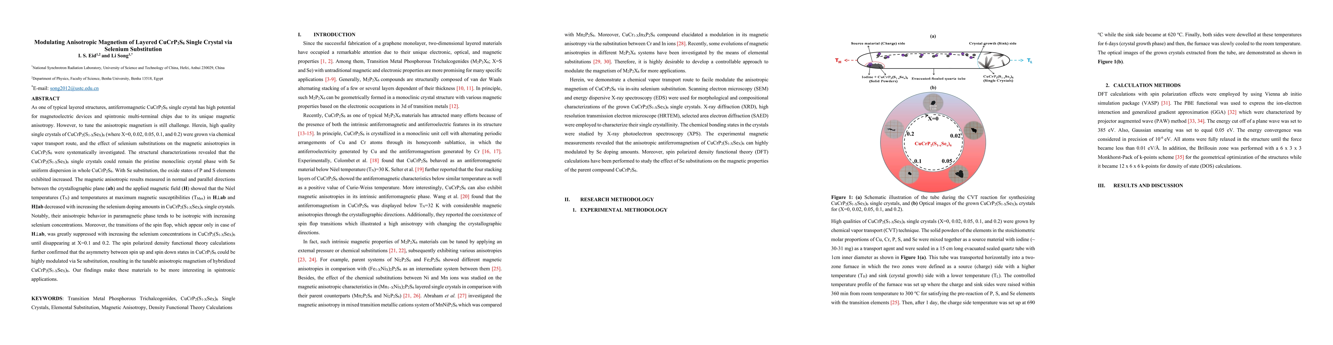 Thumbnail for Modulating Anisotropic Magnetism of Layered CuCrP$_{2}$S$_{6}$ Single
  Crystal via Selenium Substitution