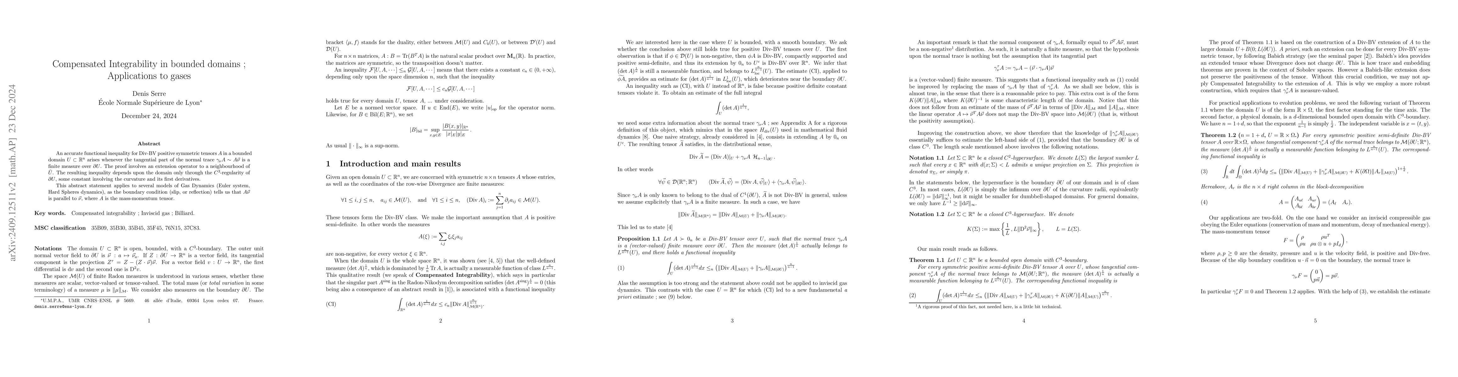 Thumbnail for Compensated Integrability in bounded domains: Applications to gases