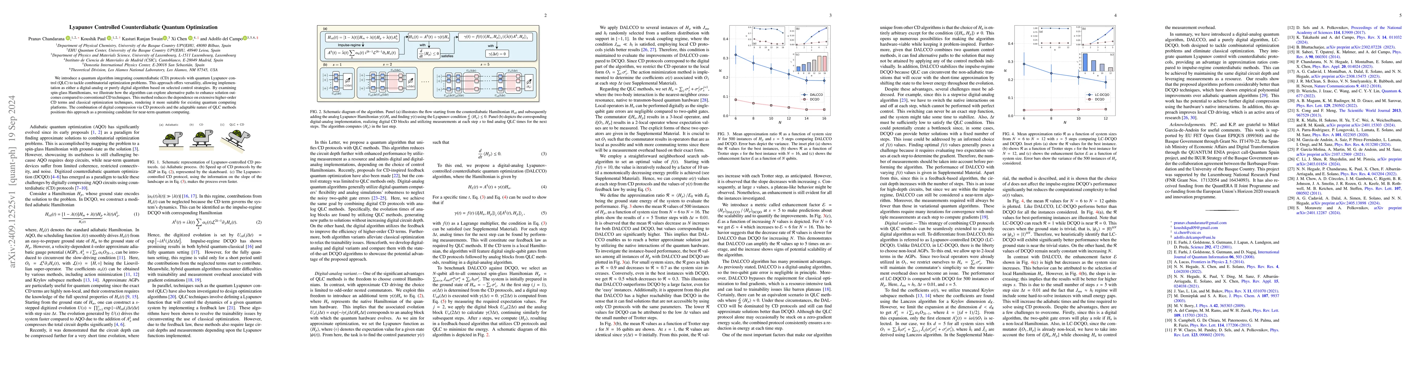 Thumbnail for Lyapunov Controlled Counterdiabatic Quantum Optimization