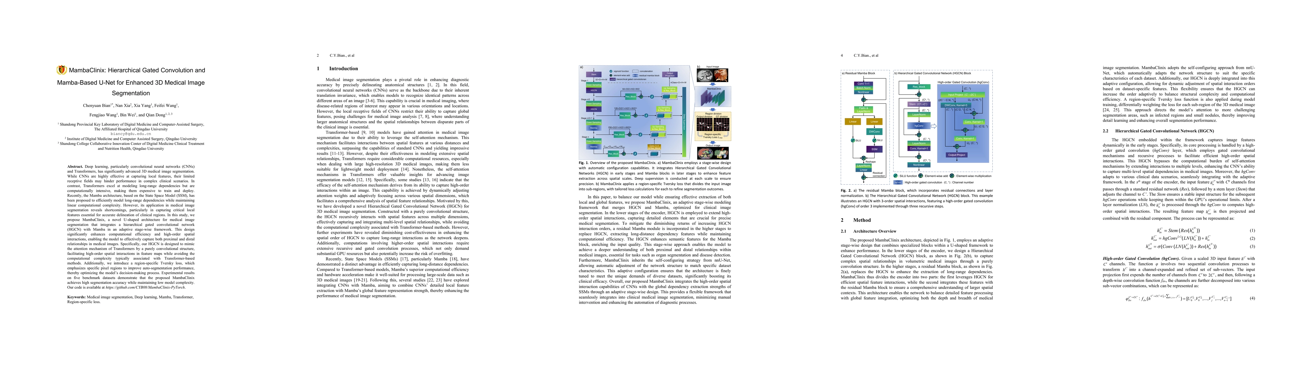 Thumbnail for MambaClinix: Hierarchical Gated Convolution and Mamba-Based U-Net for
  Enhanced 3D Medical Image Segmentation