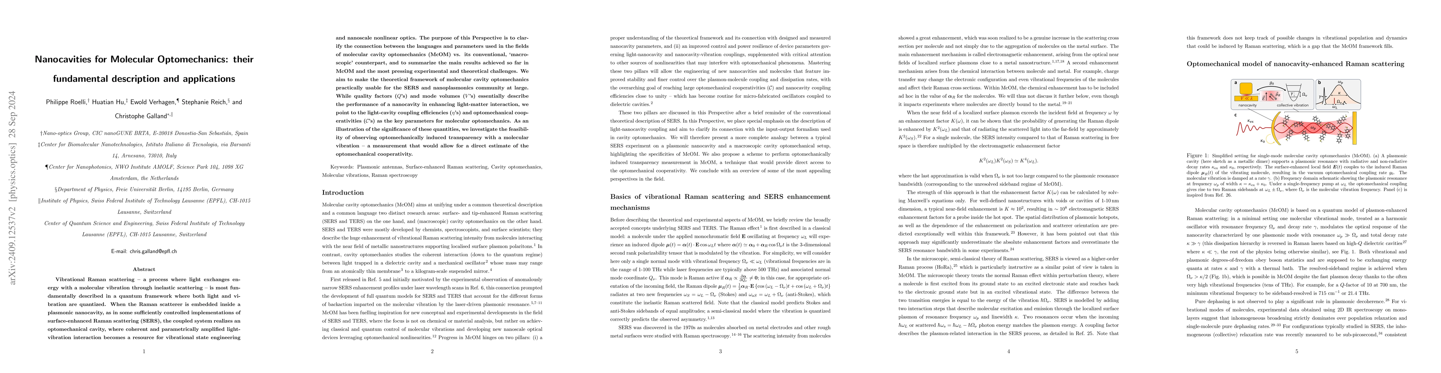 Thumbnail for Nanocavities for Molecular Optomechanics: their fundamental description
  and applications