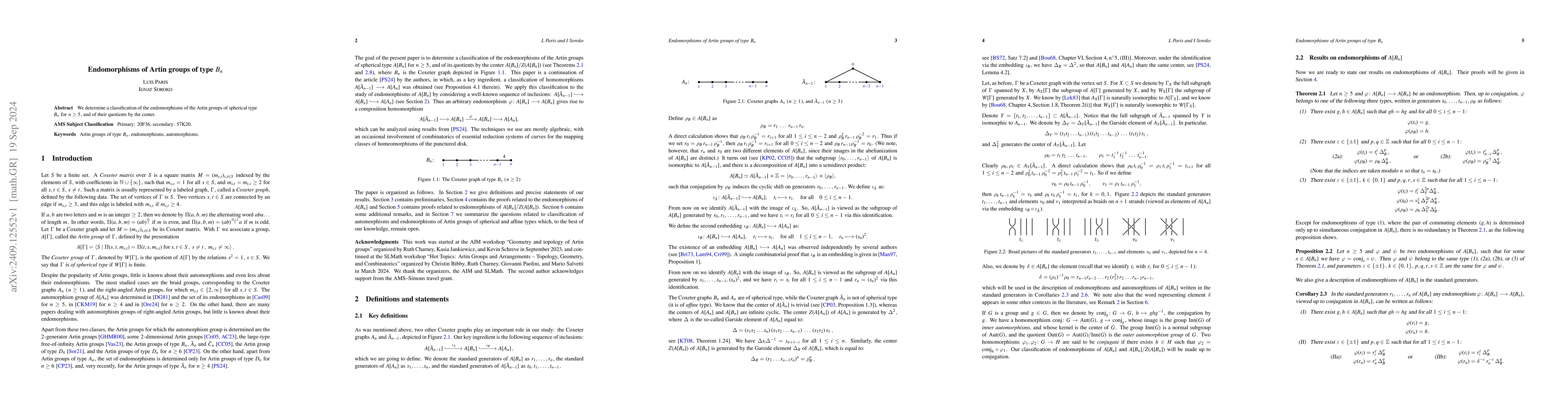 Thumbnail for Endomorphisms of Artin groups of type $B_n$