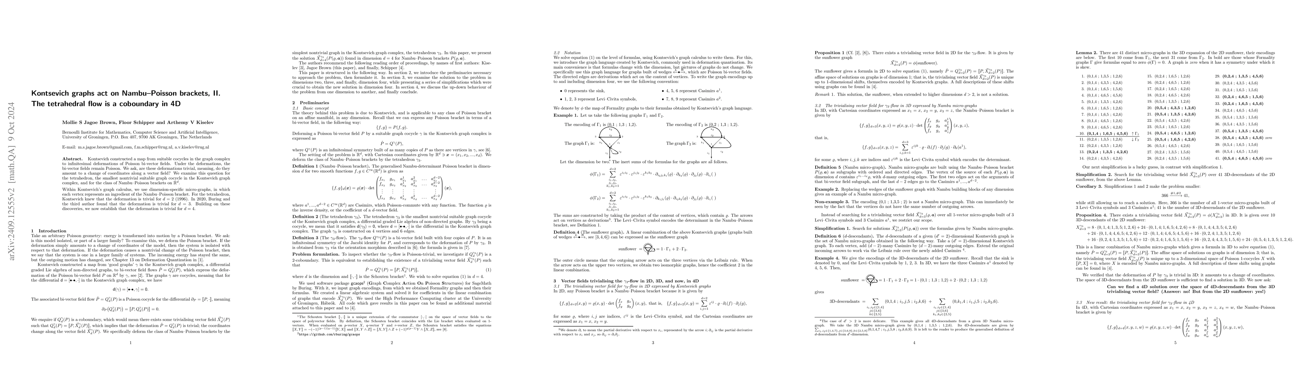 Thumbnail for Kontsevich graphs act on Nambu--Poisson brackets, II. The tetrahedral
  flow is a coboundary in 4D