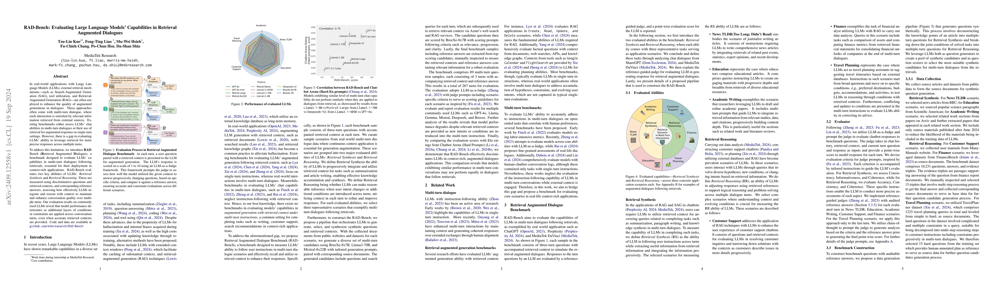 Thumbnail for RAD-Bench: Evaluating Large Language Models Capabilities in Retrieval
  Augmented Dialogues