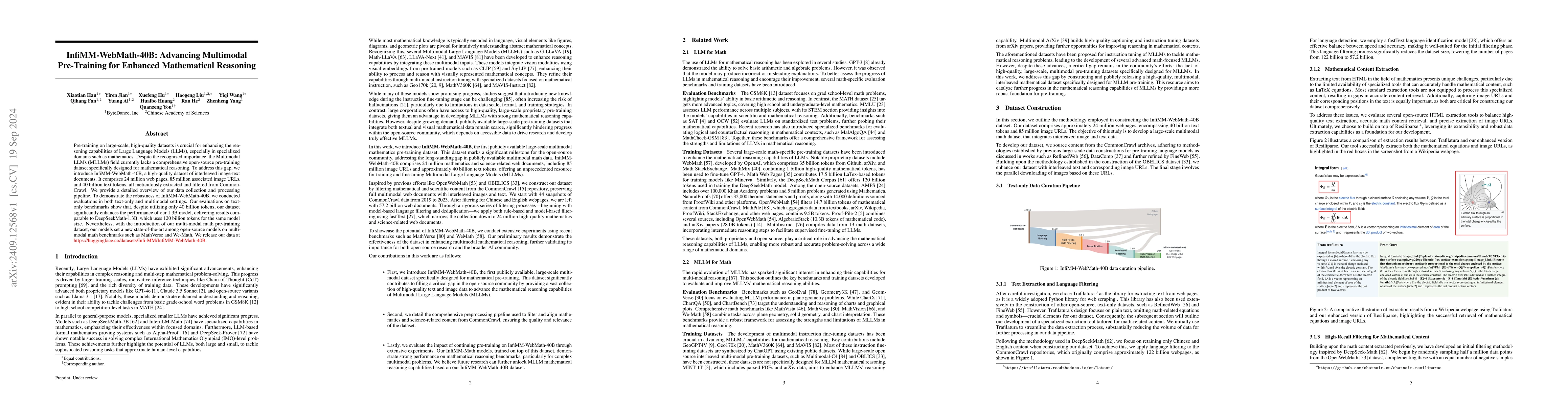 Thumbnail for InfiMM-WebMath-40B: Advancing Multimodal Pre-Training for Enhanced
  Mathematical Reasoning