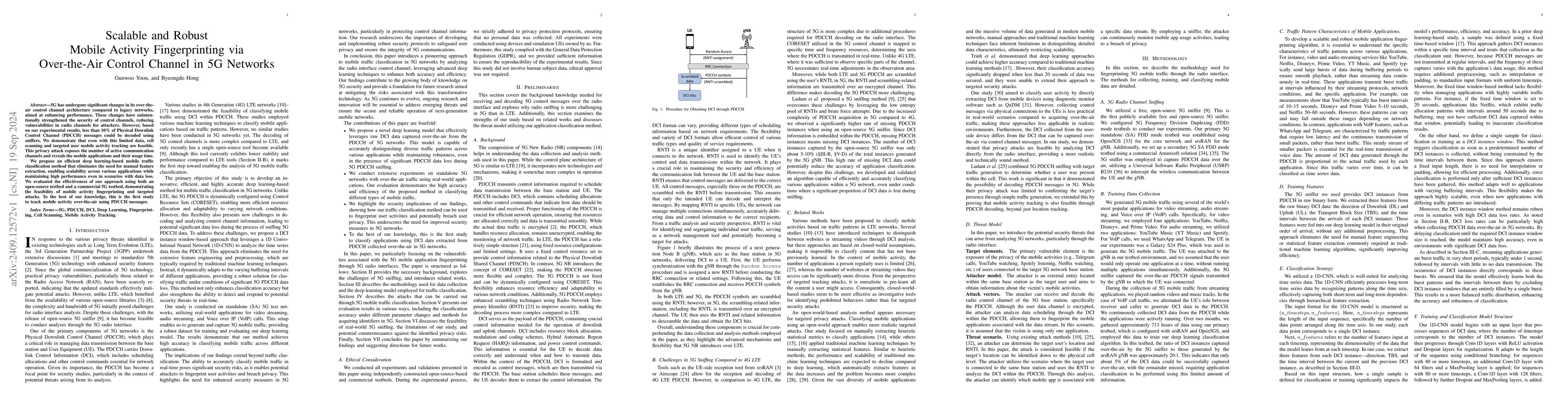Thumbnail for Scalable and Robust Mobile Activity Fingerprinting via Over-the-Air
  Control Channel in 5G Networks