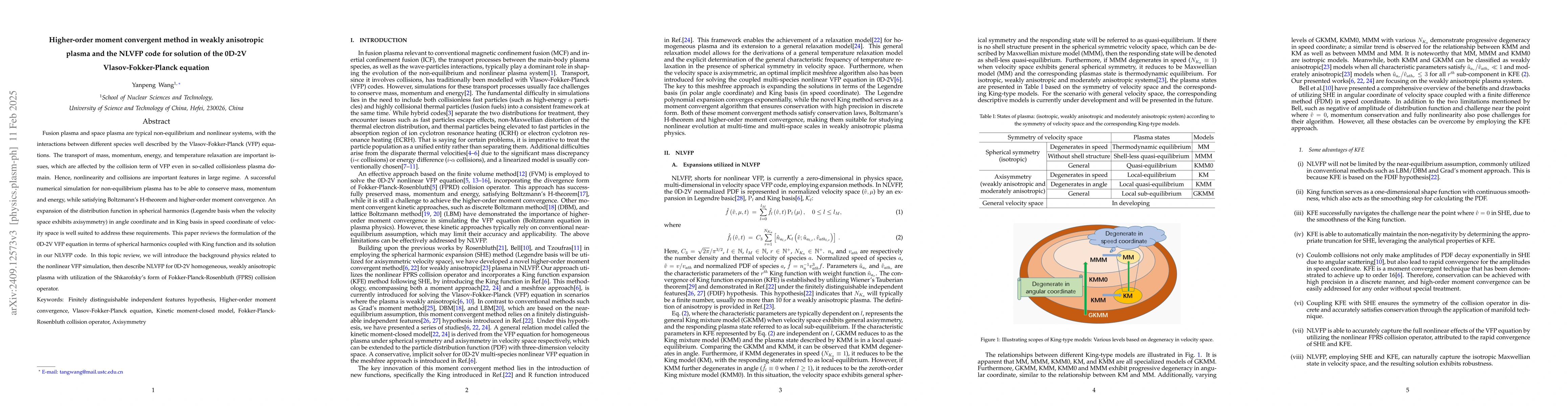 Thumbnail for Higher-order moment convergent method in weakly anisotropic plasma and
  the NLVFP code for solution of the 0D-2V Vlasov-Fokker-Planck equation