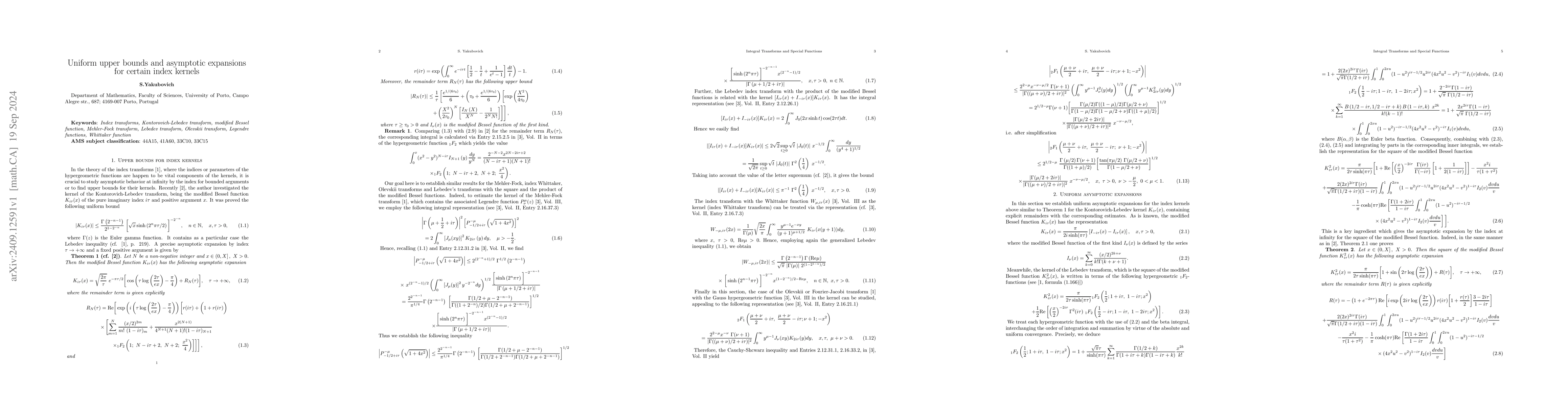 Thumbnail for Uniform upper bounds and asymptotic expansions for certain index kernels