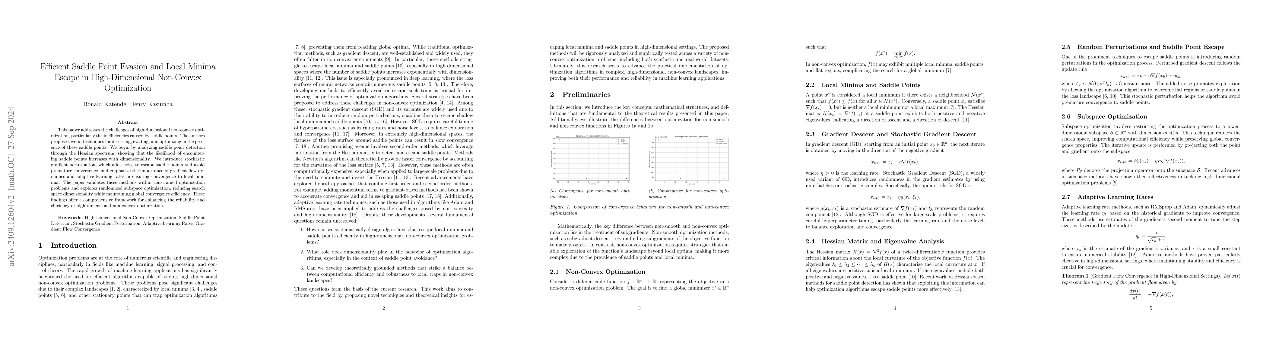 Thumbnail for Efficient Saddle Point Evasion and Local Minima Escape in
  High-Dimensional Non-Convex Optimization