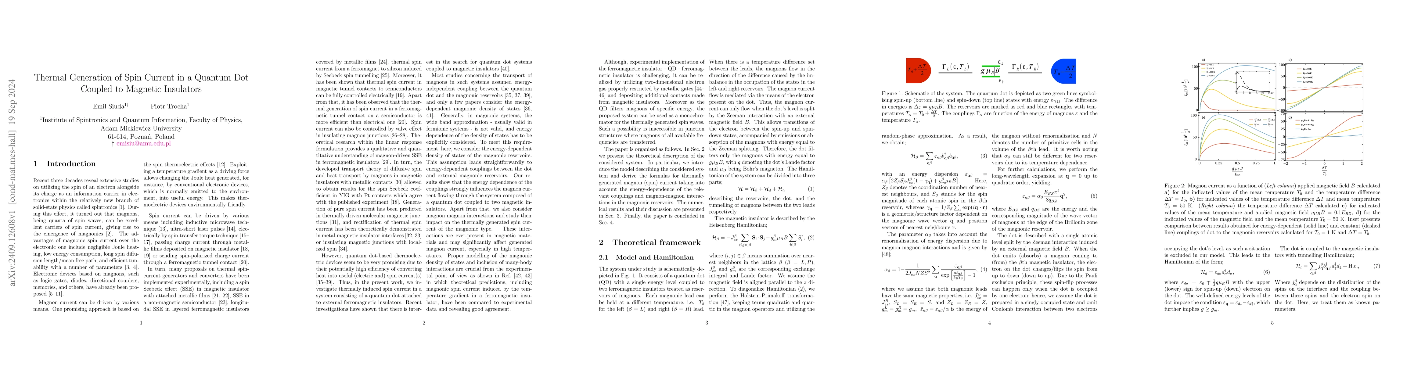Thumbnail for Thermal Generation of Spin Current in a Quantum Dot Coupled to Magnetic
  Insulators