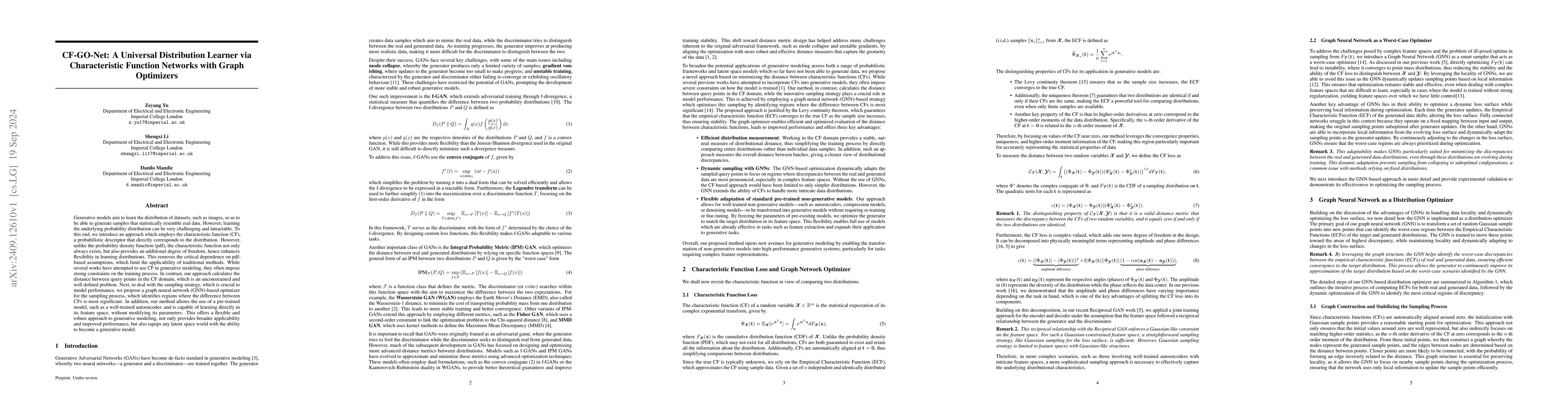 Thumbnail for CF-GO-Net: A Universal Distribution Learner via Characteristic Function
  Networks with Graph Optimizers
