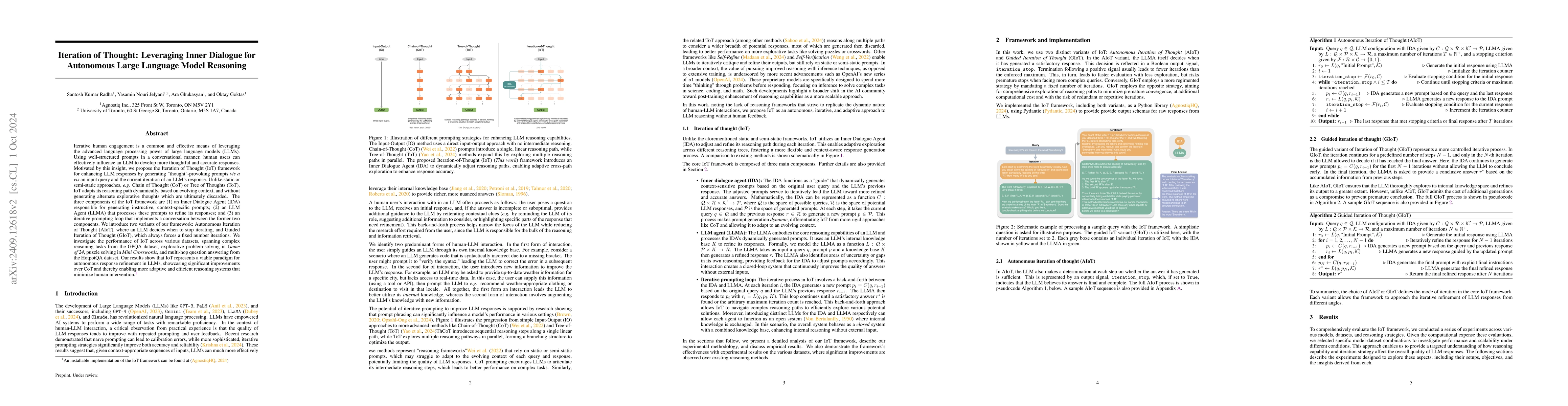 Thumbnail for Iteration of Thought: Leveraging Inner Dialogue for Autonomous Large
  Language Model Reasoning