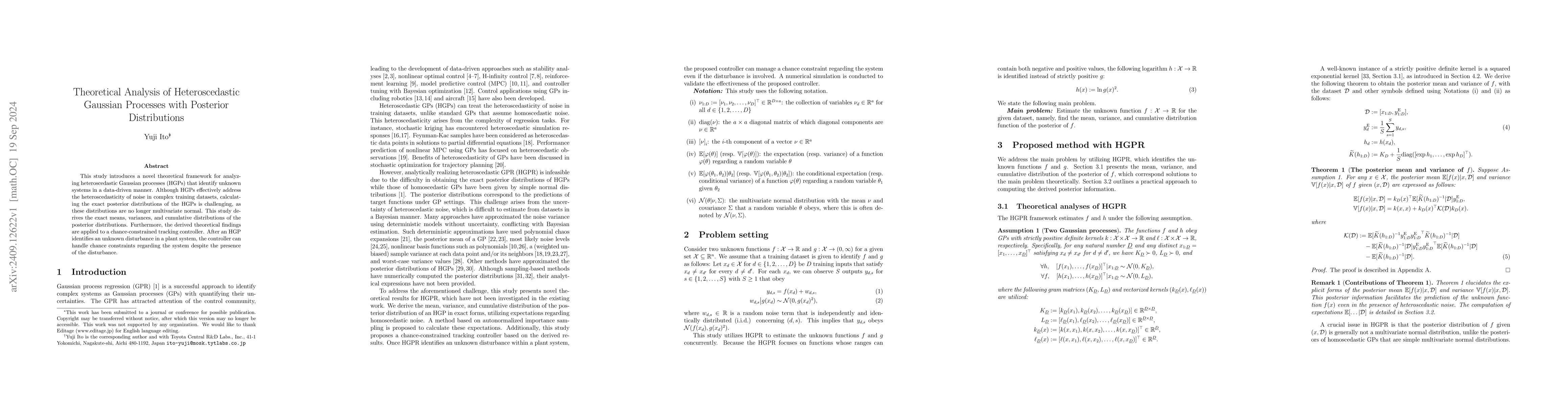 Thumbnail for Theoretical Analysis of Heteroscedastic Gaussian Processes with
  Posterior Distributions