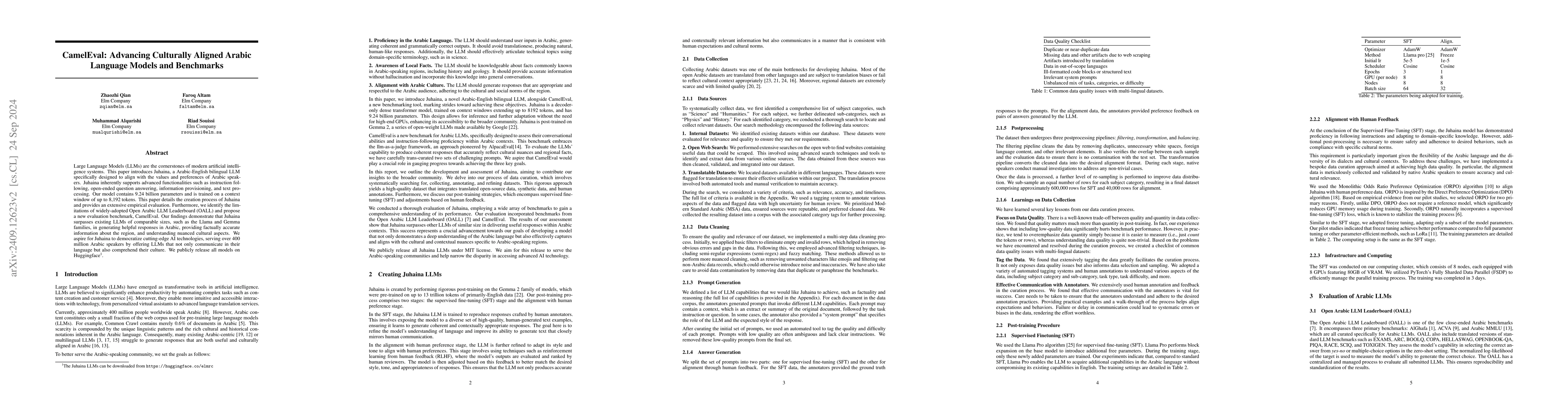Thumbnail for CamelEval: Advancing Culturally Aligned Arabic Language Models and
  Benchmarks