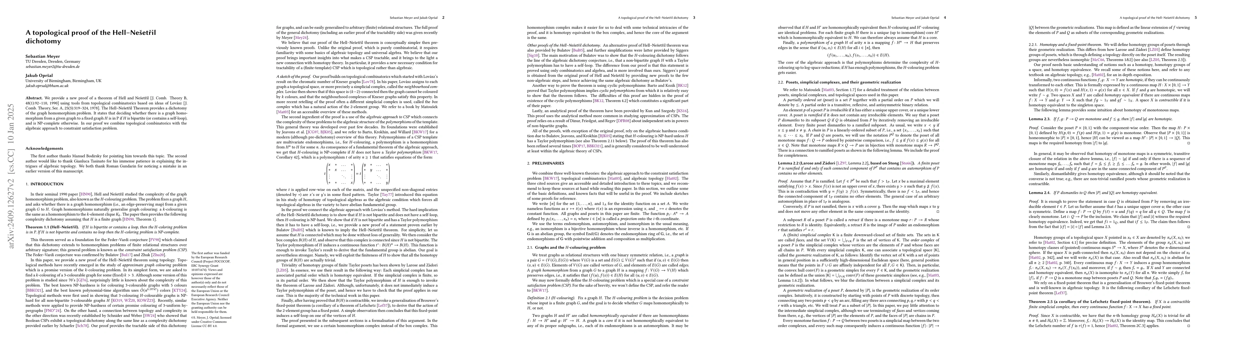Thumbnail for A topological proof of the Hell-Nešetřil dichotomy