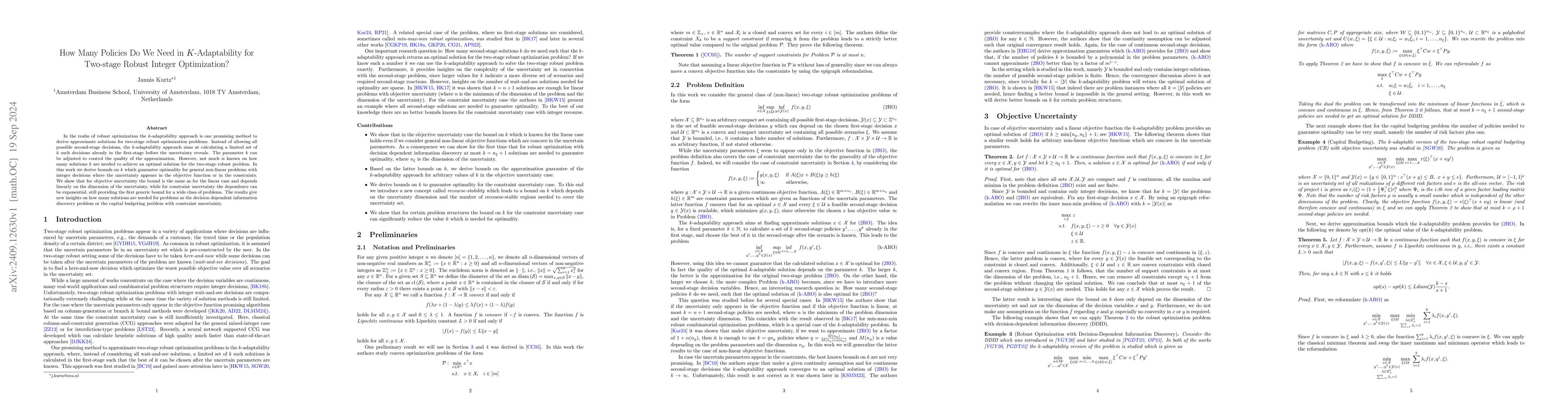 Thumbnail for How Many Policies Do We Need in $K$-Adaptability for Two-stage Robust
  Integer Optimization?
