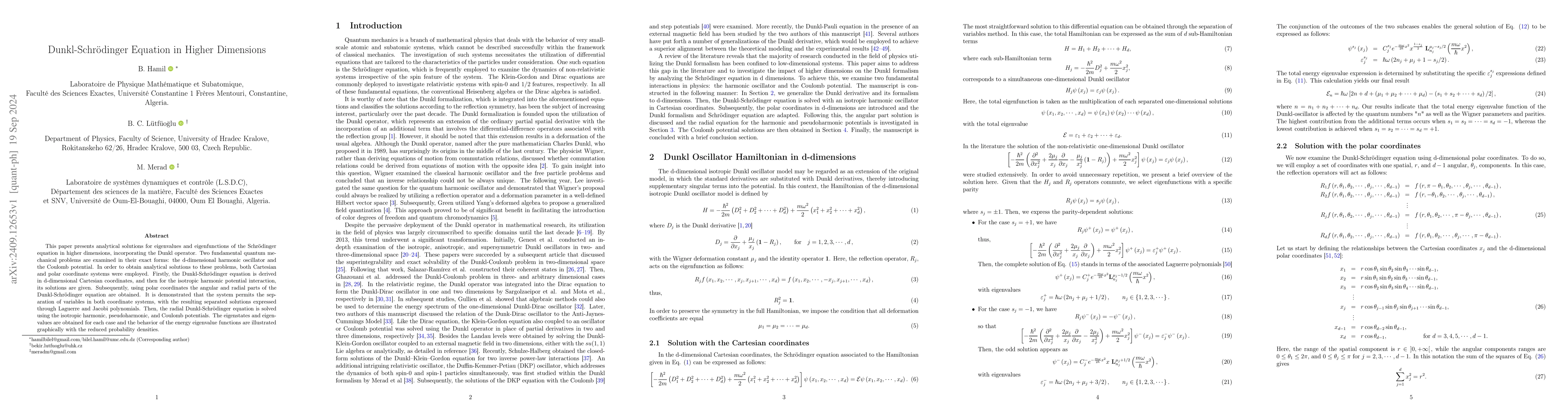 Thumbnail for Dunkl-Schrodinger Equation in Higher Dimension
