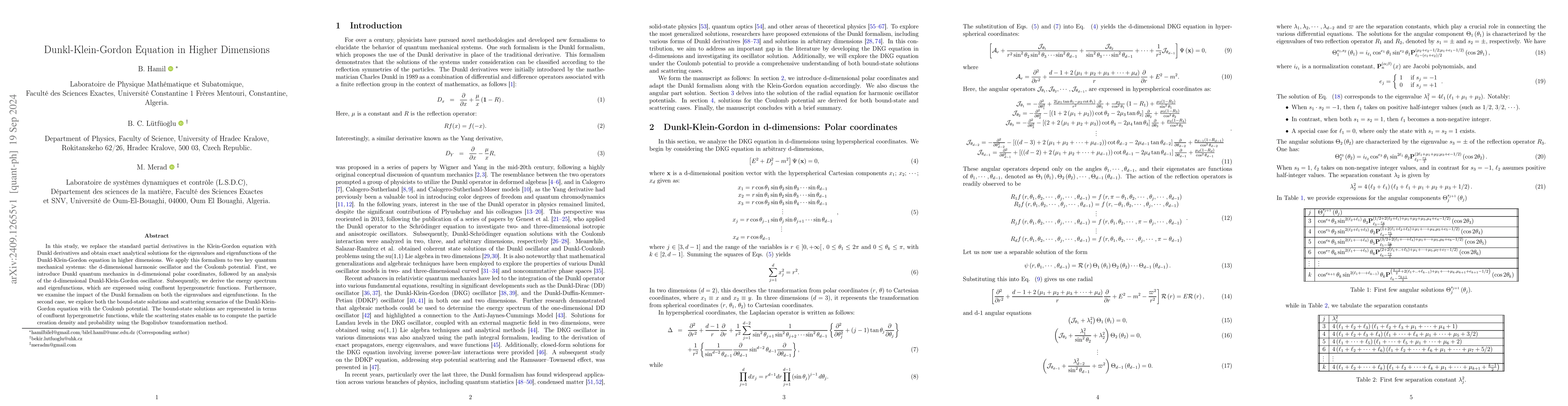 Thumbnail for Dunkl-Klein-Gordon Equation in Higher Dimensions
