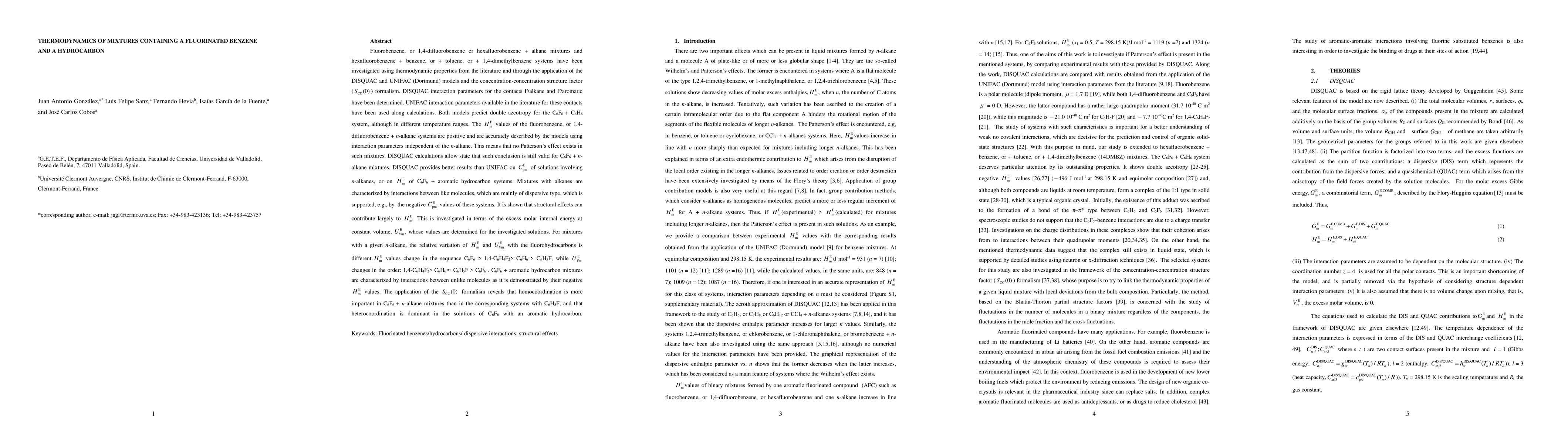 Thumbnail for Thermodynamics of mixtures containing a fluorinated benzene and a
  hydrocarbon