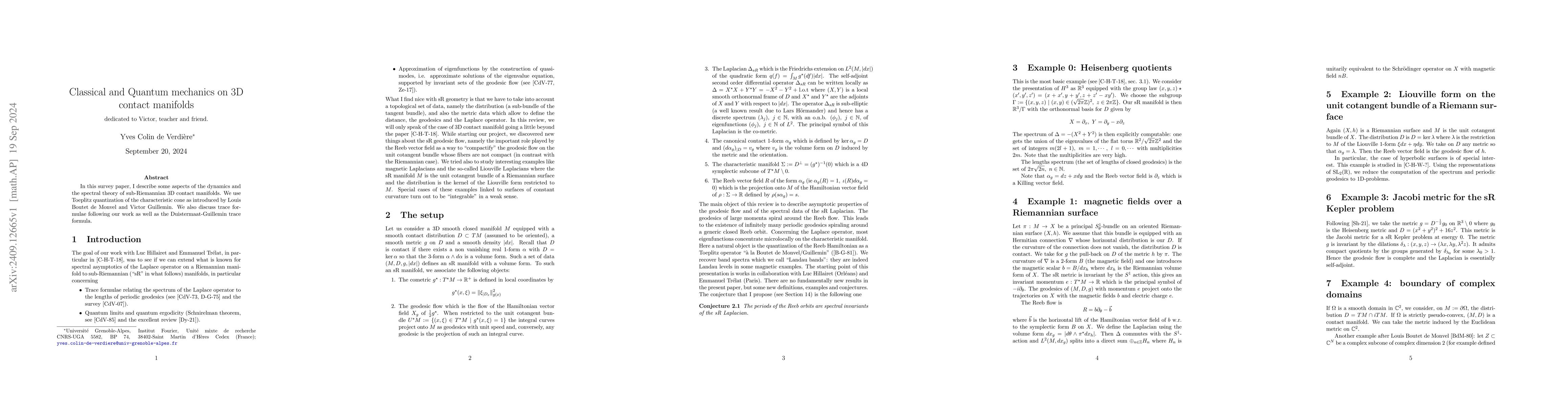 Thumbnail for Classical and Quantum mechanics on 3D contact manifolds