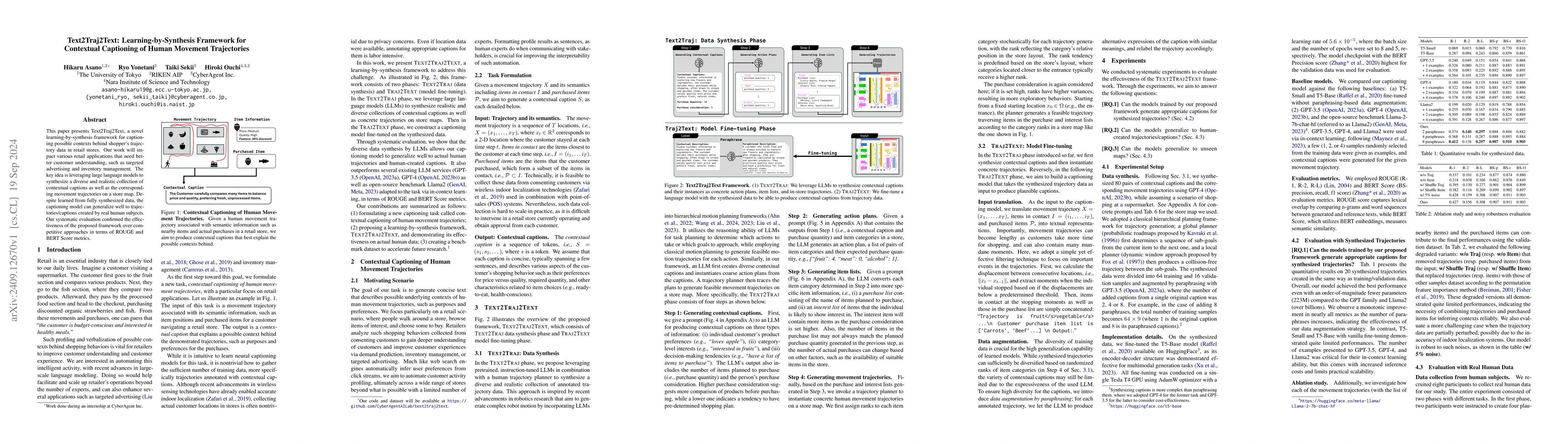 Thumbnail for Text2Traj2Text: Learning-by-Synthesis Framework for Contextual
  Captioning of Human Movement Trajectories