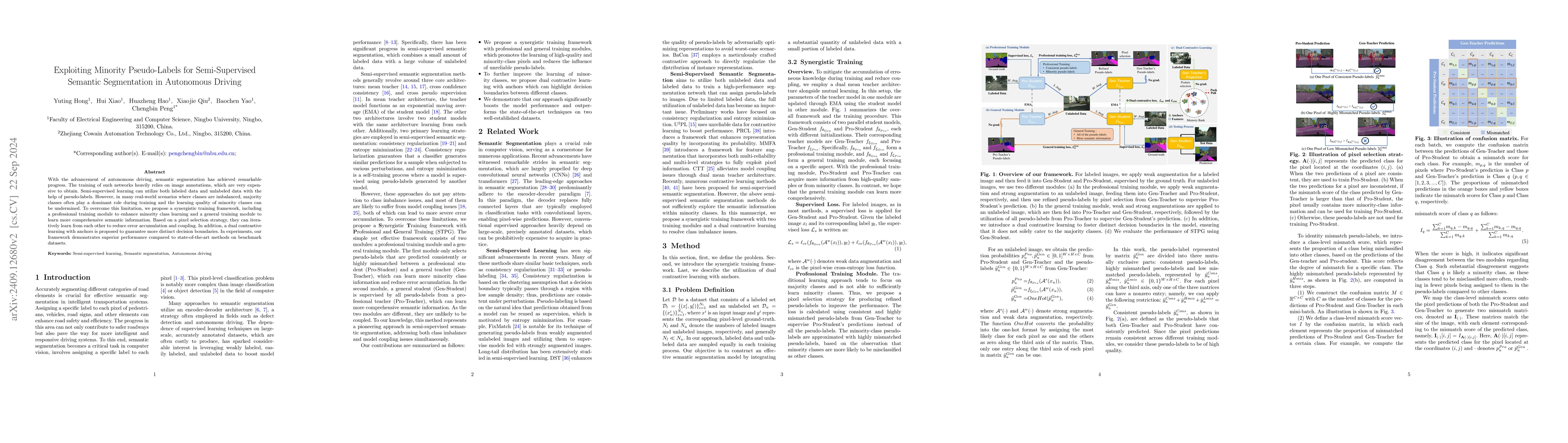 Thumbnail for Exploiting Minority Pseudo-Labels for Semi-Supervised Semantic
  Segmentation in Autonomous Driving