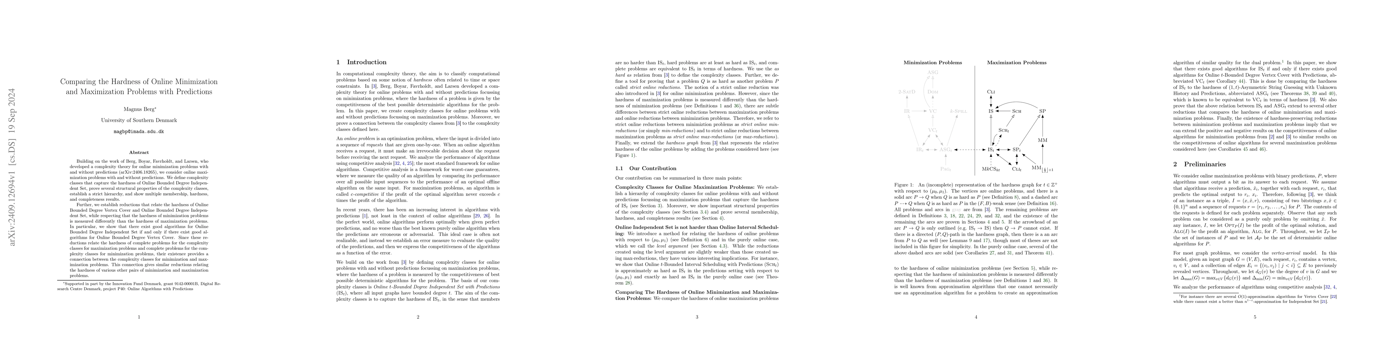 Thumbnail for Comparing the Hardness of Online Minimization and Maximization Problems
  with Predictions