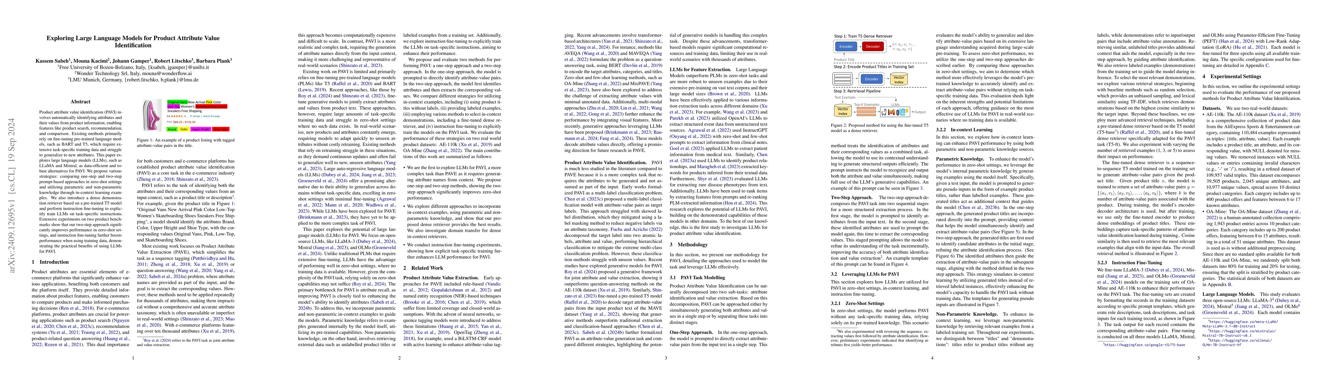 Thumbnail for Exploring Large Language Models for Product Attribute Value
  Identification