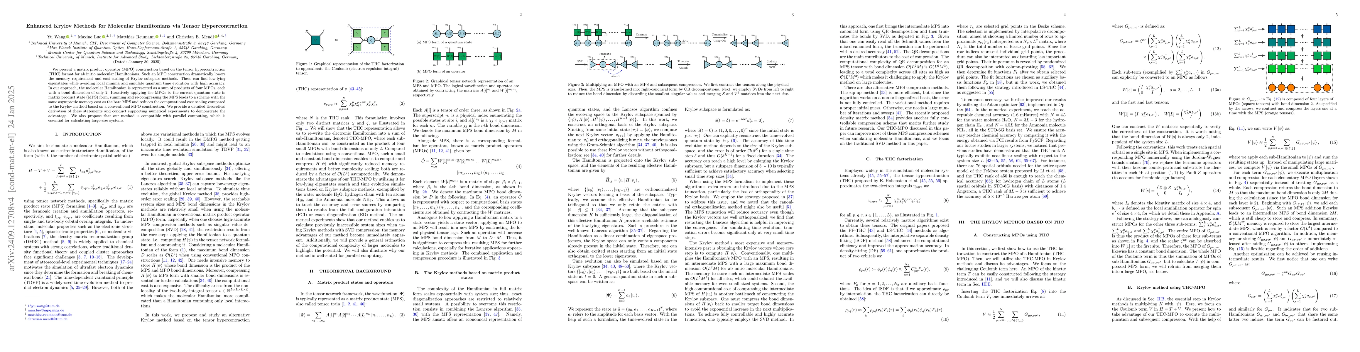Thumbnail for Enhanced Krylov Methods for Molecular Hamiltonians: Reduced Memory Cost
  and Complexity Scaling via Tensor Hypercontraction
