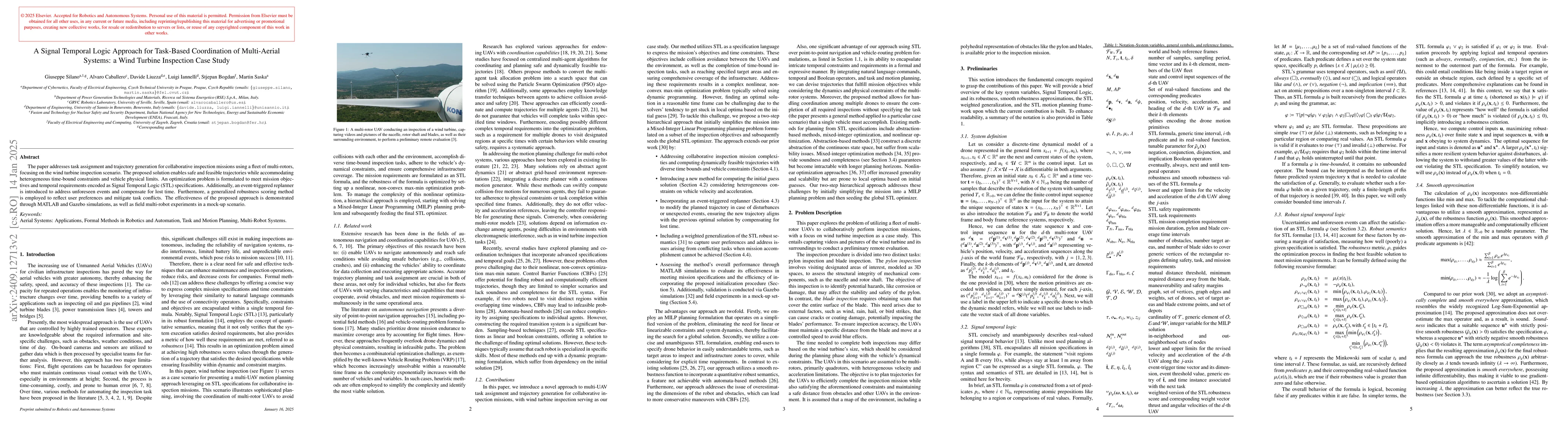 Thumbnail for A Signal Temporal Logic Approach for Task-Based Coordination of
  Multi-Aerial Systems: a Wind Turbine Inspection Case Study