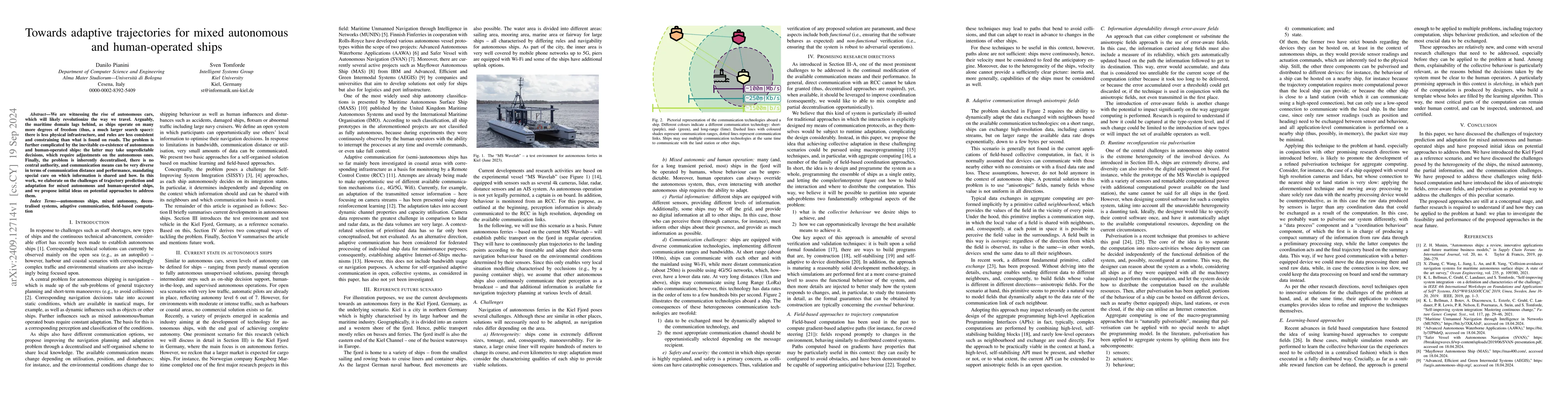 Thumbnail for Towards adaptive trajectories for mixed autonomous and human-operated
  ships