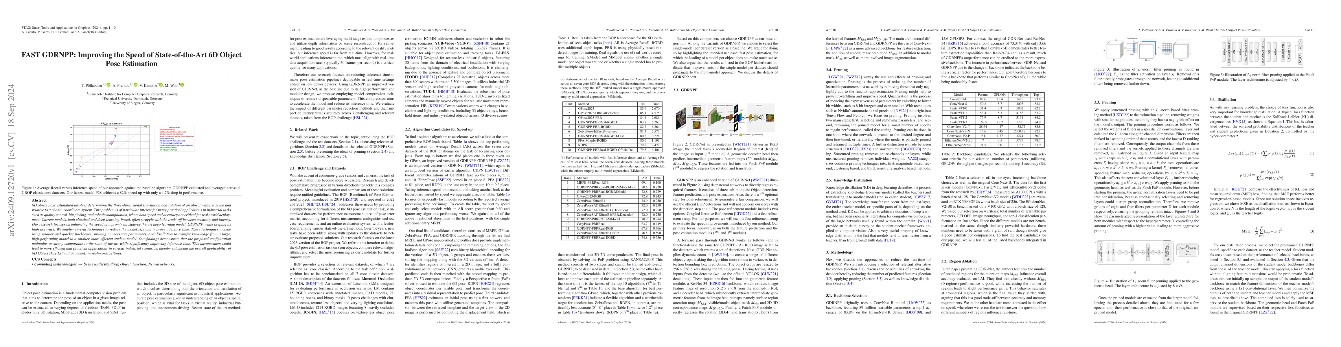 Thumbnail for FAST GDRNPP: Improving the Speed of State-of-the-Art 6D Object Pose
  Estimation