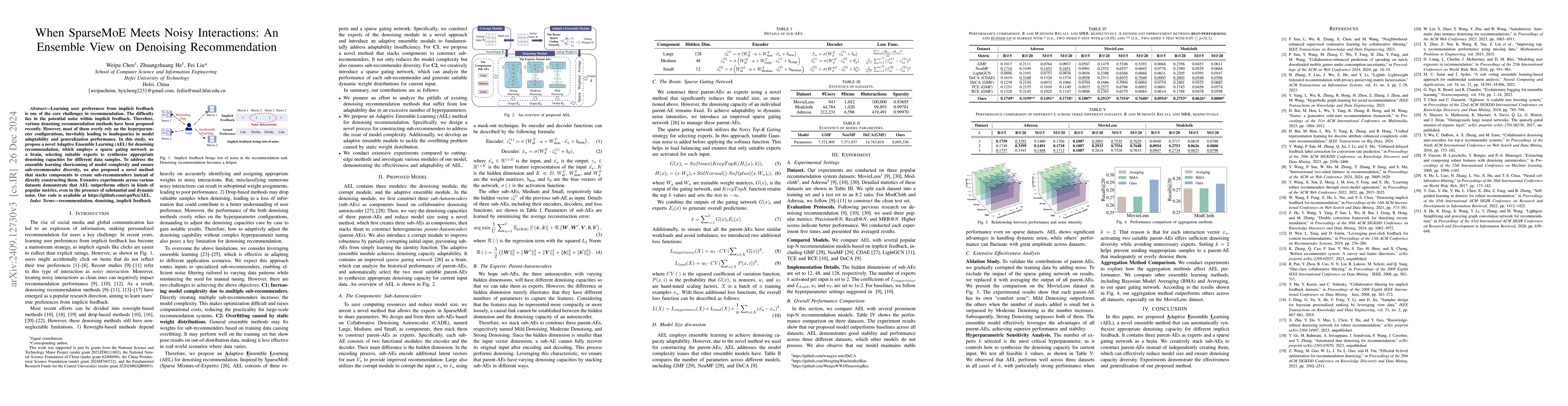 Thumbnail for When SparseMoE Meets Noisy Interactions: An Ensemble View on Denoising
  Recommendation