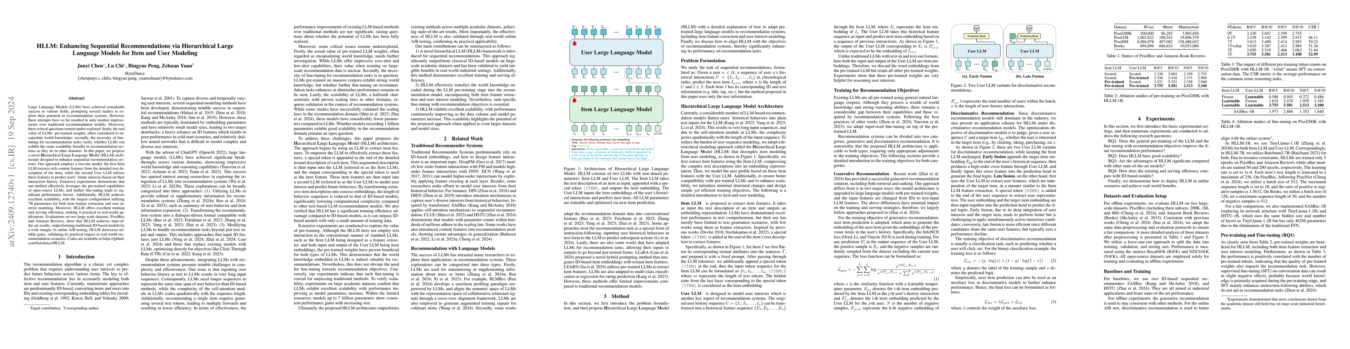 Thumbnail for HLLM: Enhancing Sequential Recommendations via Hierarchical Large
  Language Models for Item and User Modeling